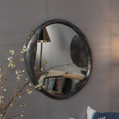 Organic Round Mirror in Antique Iron Jamie Young Aura of Distinction