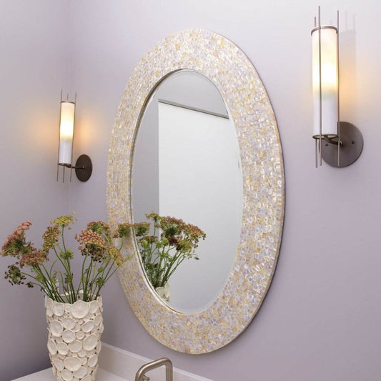 Large Oval Mirror in Mother of Pearl Jamie Young Aura of Distinction