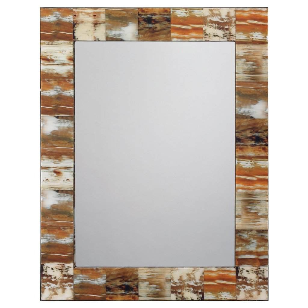 Medium Rectangle Mirror in Natural Faux Horn Jamie Young Aura of Distinction