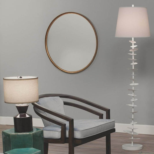 Refined Round Mirror in Gold Leaf Metal Jamie Young Aura of Distinction