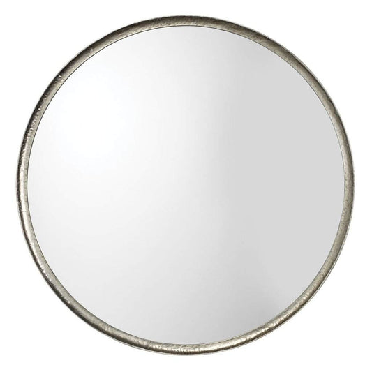 Refined Round Mirror Silver Leaf Metal Jamie Young