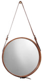 Small Round Mirror in Brown Leather Jamie Young Aura of Distinction