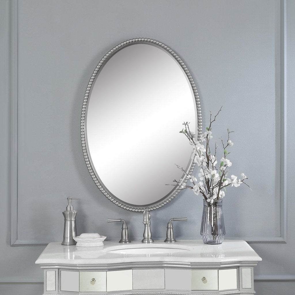 Sherise Brushed Nickel Oval Mirror Uttermost