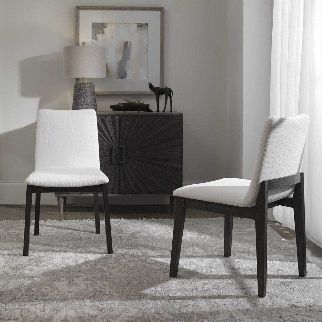 Delano White Armless Chair, Set Uttermost