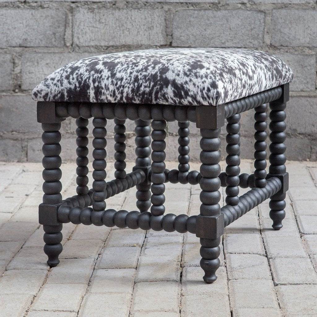 Rancho Faux Cow Hide Small Bench Uttermost