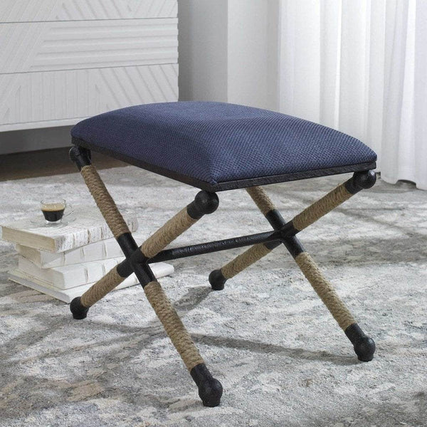 Firth Small Navy Fabric Bench Uttermost
