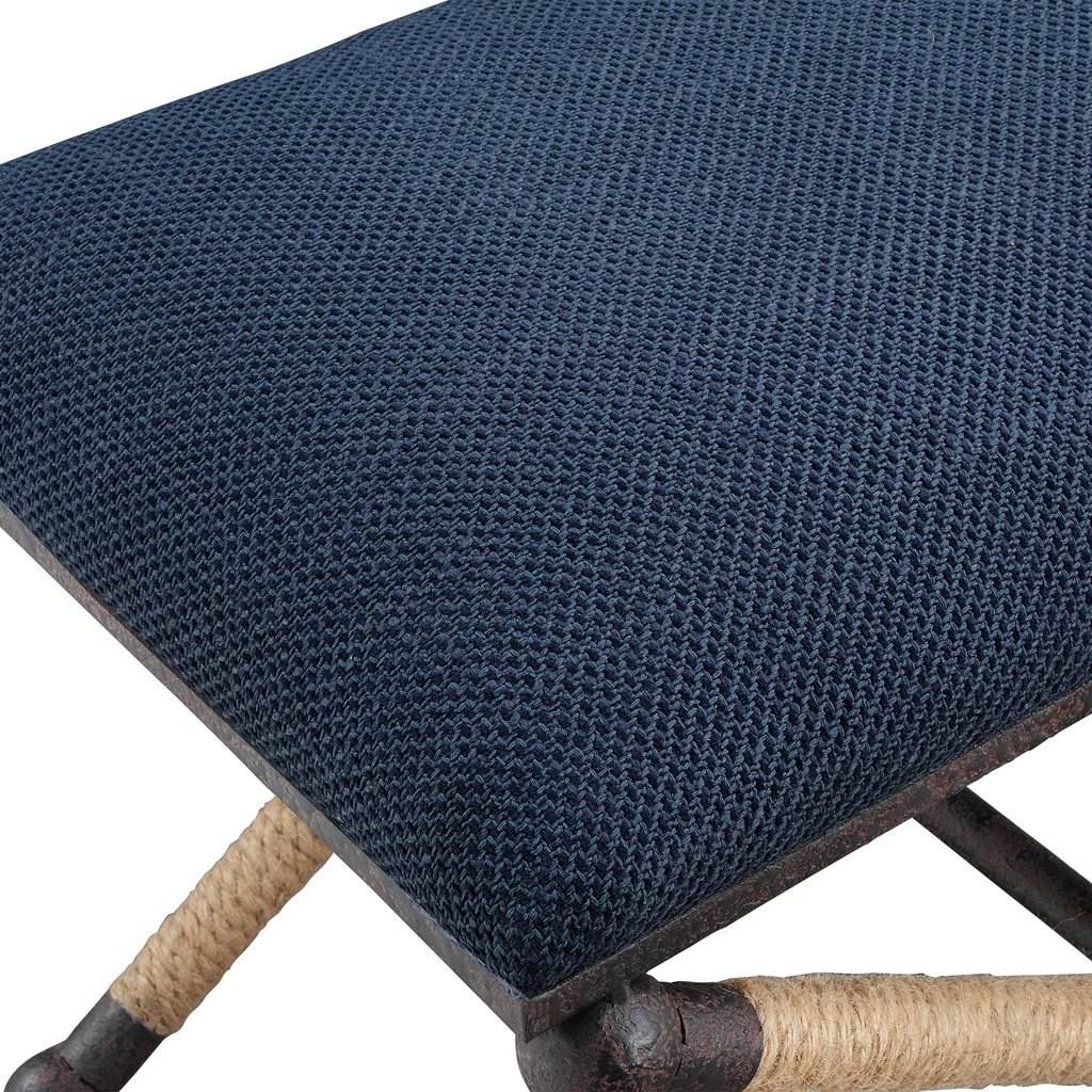 Firth Small Navy Fabric Bench Uttermost