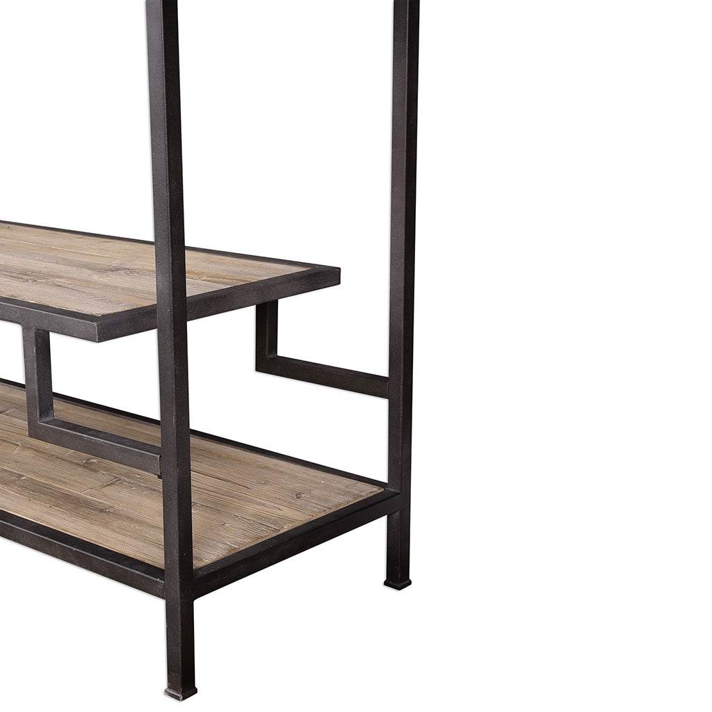Close-Up View. The Sherwin Industrial Etagere features a six-shelf design that offers fun display op