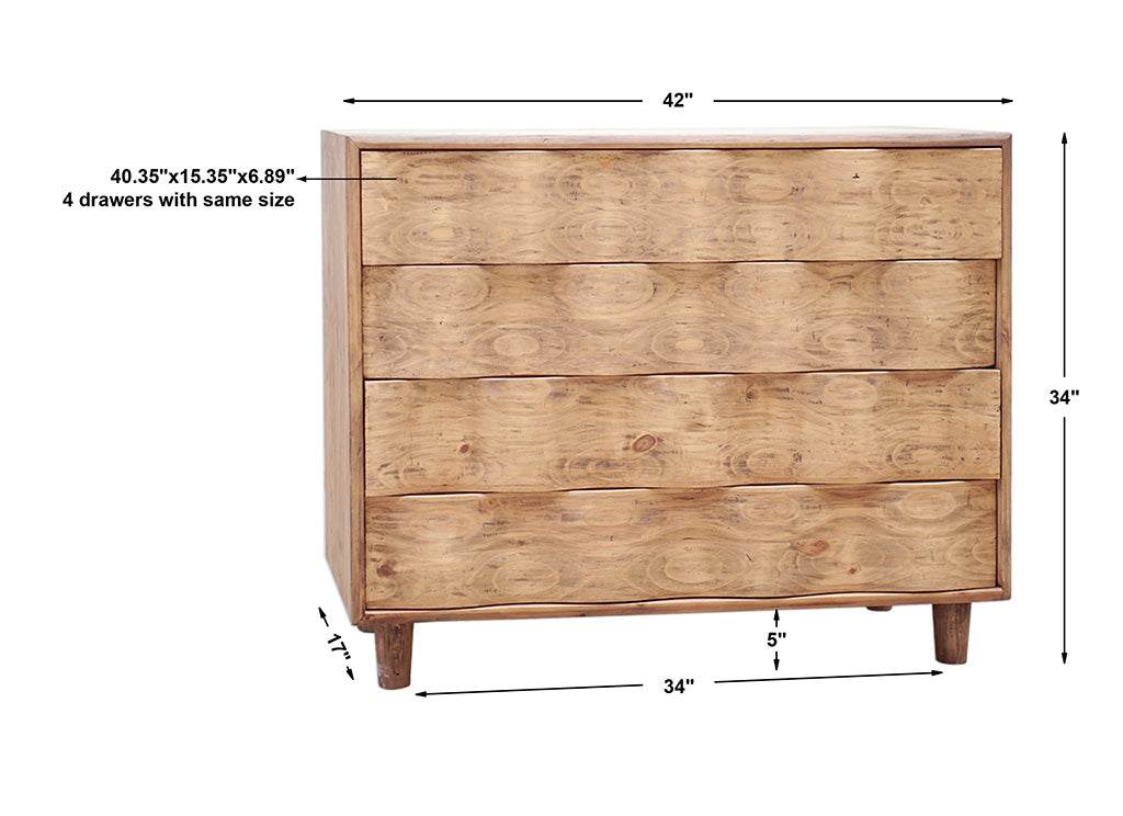 Measurement View. The Crawford Light Oak Accent Chest is Mid-century modern inspired with an updated