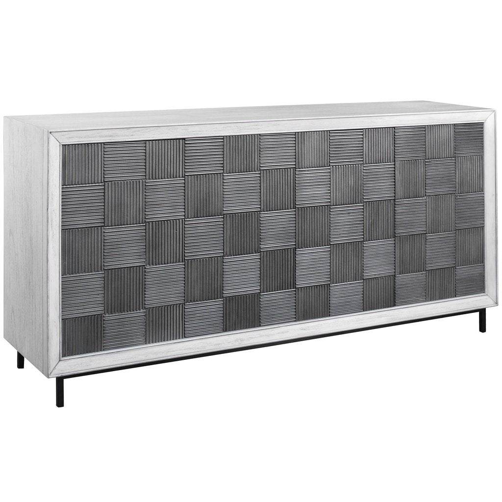 Checkerboard Door Gray Cabinet Uttermost