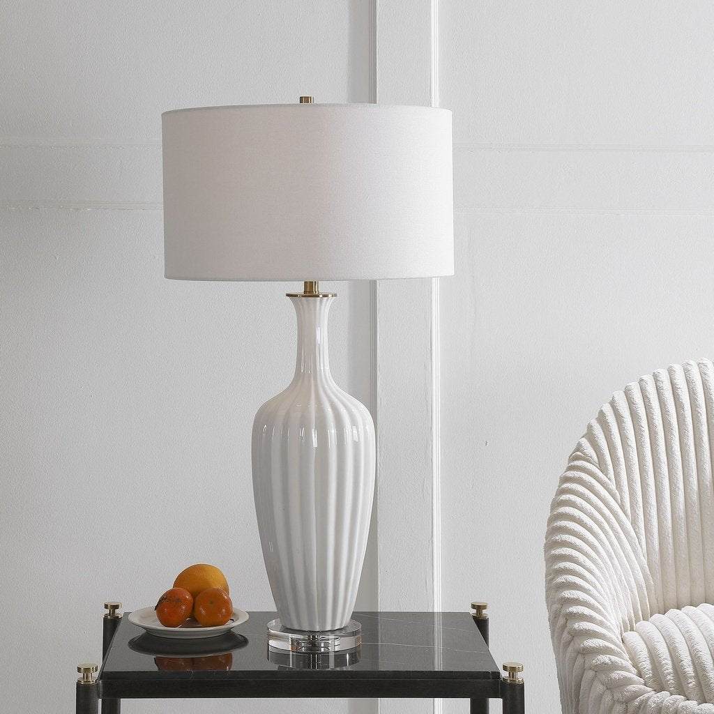 Strauss White Ceramic Table Lamp Uttermost